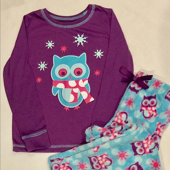 Girls purple and light blue owl PJ set - Picture 1 of 1